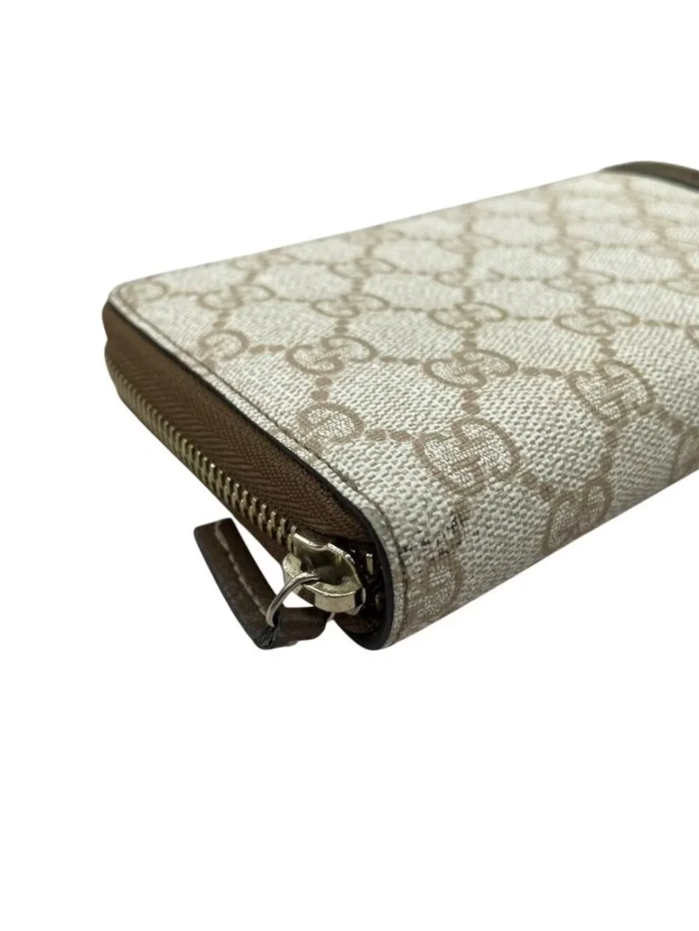Gucci Zip Around Wallet GG Supreme Belt Beige